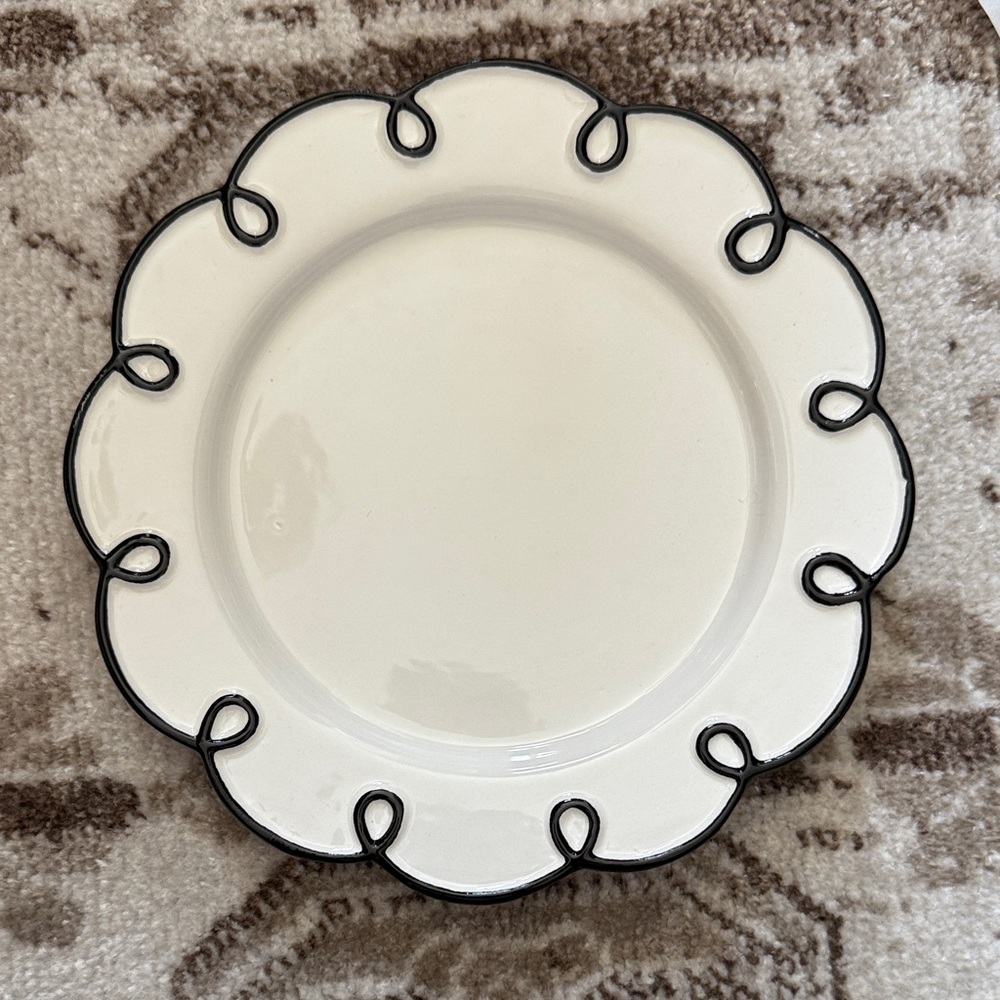 Elegant White Plate with Black Trim
